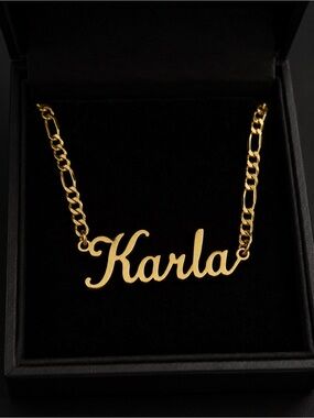 Personalized "Karla" Name Necklace - Gold Script Pendant